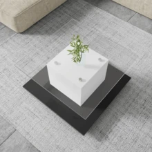 Coffee Table, Glossy Glass Coffee Table, Mobile Coffee Table With Swivel Casters - View 5