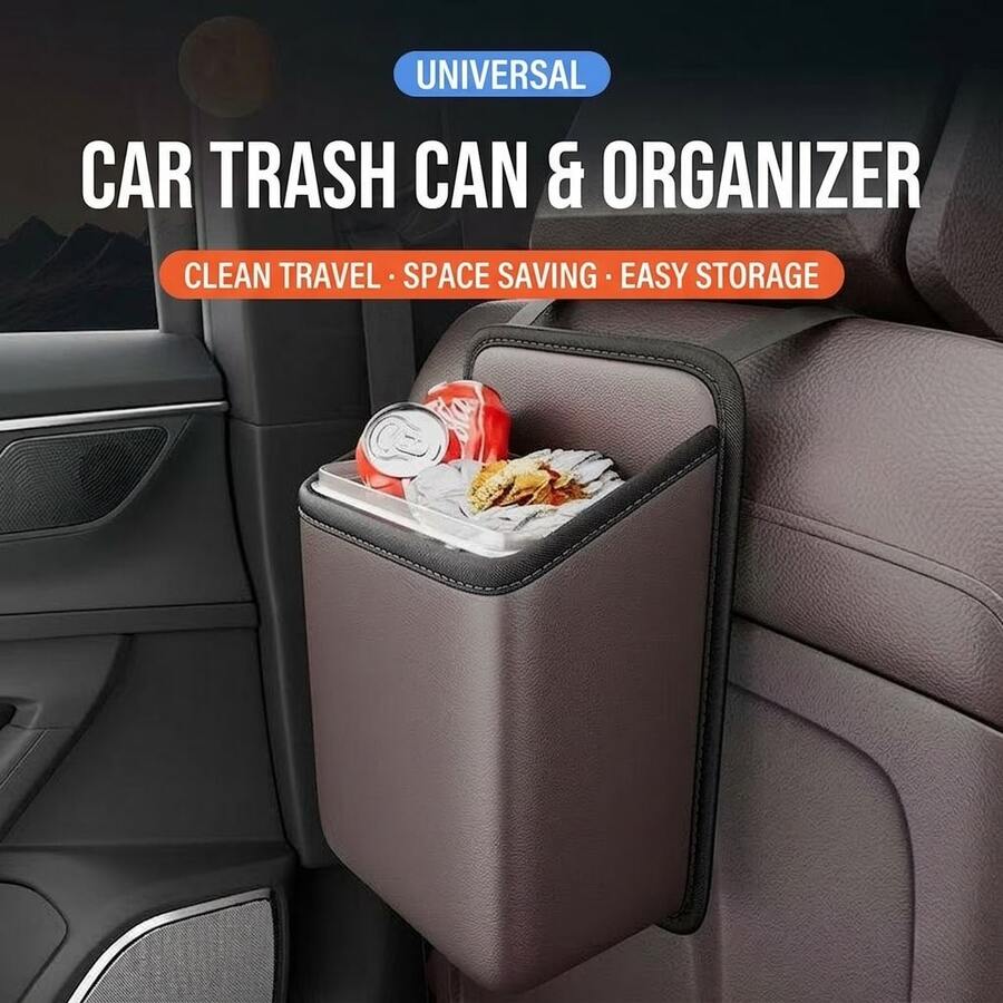 Car Trash Can & Seat Side Organizer Bag - Multi-Function Backseat Hanging Storage Pouch With Rear Seat Back Organizer Box, Available In Orange/Black/Brown - General Purpose - View 1