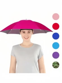 1 pieza Sombrero paraguas, adecuado para acampar y pescar, sombrero paraguas con diadema elástica, protección UV, sombrilla montada en la cabeza, herramienta de protección solar, paraguas solar - Múltiples estilos - Ver 3
