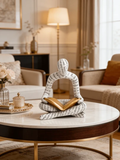 Dekorative Leseskulptur, moderne abstrakte Denker-Skulptur, Bücherregal-Ornament, Harzfigur, geeignet für Wohnzimmer, Büro, Couchtisch, Geschenk für Männer.