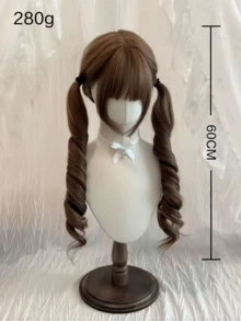 24英寸罗马卷双马尾假发，带刘海，甜美可爱大波浪双马尾造型，适合日常佩戴、万圣节、圣诞节、角色扮演、派对、约会等场合。 - 彩色 - 查看 5