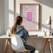 1pc Religious Theme Poster, Fashion Wall Art, Includes Bible Verses, Suitable For Christian College Students, Pink Decorative Art, 'Divine Identity' Poster, Suitable For Church Decor, Canvas Print - 1PC - View 8
