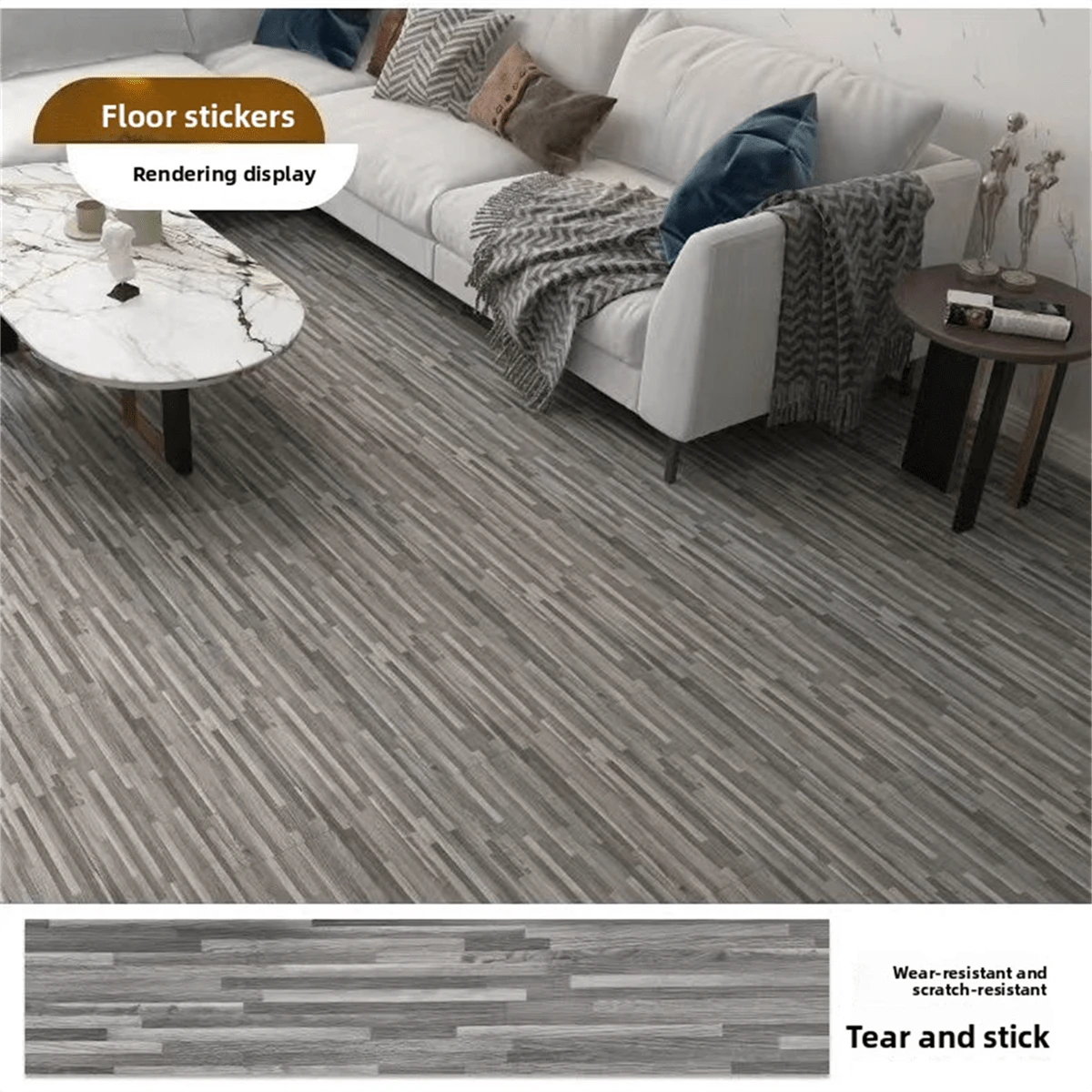 1 Roll, Brand New Self-Adhesive Floor Sticker, Gray Retro Texture, Peel And Stick, Customizable, Suitable For Home Decor, Room, Floor, Wall Wallpaper