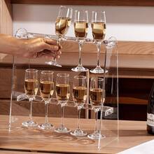 1pc Elegant Acrylic Champagne Tower Glass Holder, Minimalist Modern Transparent Champagne Display Stand For Party, Wedding, Christmas - Transparent - View 11