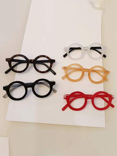 1 Cặp kính trẻ em gọng tròn kiểu cổ điển, họa tiết da báo dễ thương và thoải mái, màu hổ phách, thích hợp làm đạo cụ chụp ảnh.