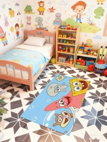 SpongeBob SquarePants Thảm xốp họa tiết hoạt hình trải sàn phòng khách, thích hợp đặt cạnh giường ngủ, bàn cà phê, ghế sofa, có thể giặt được. Lý tưởng để tạo không khí tiệc tùng, làm quà tặng bạn bè, trang trí tiệc, trang trí nhà cửa và quà năm mới. - Nhiều màu - Xem 5