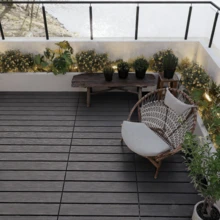 Striped Interlocking Plastic Floor Tiles - Tool-Free And Easy To Install; Waterproof And Weather-Resistant; Ideal For Outdoor Spaces. - Gray - View 2