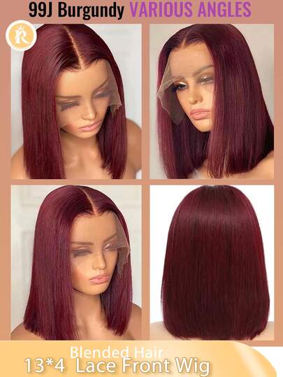 Tóc giả kiểu bob thẳng thanh lịch dành cho nữ - Sợi chịu nhiệt cao, diện tích ren 13*4, đường rẽ ngôi đã được tỉa sẵn, mật độ tóc 180%, phù hợp với mọi người. Tóc giả kiểu bob dài 6-16 inch, màu tự nhiên/nâu/đỏ tía/cam, pha trộn giữa tóc thật và tóc tổng hợp.