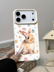 1pc Easter Limited Edition Cute Pink Bow Rabbit Floral Egg Pattern Waterproof Shockproof Anti-Slip Soft Phone Case, Suitable As Birthday/Holiday Gift For Friends, Family, Couples, Compatible With Apple, Phones - Multicolor - View 5