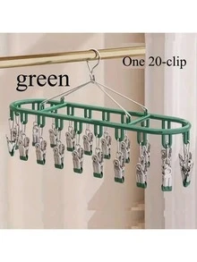 1pc Stainless Steel Sock Clip With 10-20 Clips, Balcony Drying Rack, Windproof Non-Slip Underwear & Clothes Hanger Clips - Multicolor - View 13