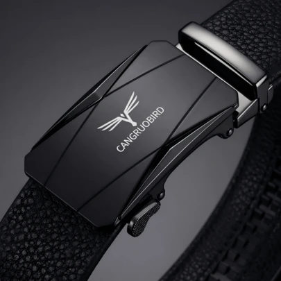 1pc Litchi Grain Solid Color Business PU Leather Automatic Buckle Belt For Men, Casual & Fashionable