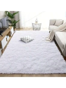 1pc Rectangular Plush Carpet, Soft And Fluffy Rug, Ins Style, Suitable For Living Room, Kitchen, Bedroom, Bathroom - White - View 6