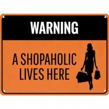1pc, "Warning - Shopaholic Lives Here" Funny Metal Tin Sign (11.81"X7.87"/30x20cm) , Novelty Home Decor, Room Decor, Wall Decor, Bathroom Decor, Bar Decor, Cafe Decor, Garage Decor, Farmhouse Decor Best Gifts Birthday Graduation,Farmhouse Wall Decor, Circle Wall Decor, Bedroom Wall Decor,  Living Room Wall Art, Celestial Wall Decor-Metal Wall Art, Tin Sign, Metal Wall Decor, Black Metal Wall Art, Metal Wall Sculpture, Vintage Metal Sign, Abstract Metal Wall Art, Metal Flower Wall Decor, Geometric Metal Wall Art, Metal Plaque,Vintage - 彩色 - 查看 6