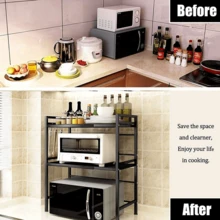 2/3 Tier Extendable Microwave Oven Rack Heavy Duty Kitchen Storage Shelf Stand UK - A - View 4