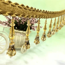 Hiasan Tirai Rumbai Renda Tenun Liontin Manik Kristal 100cm, Dekorasi Rumbai untuk Taplak Meja, Aksesori Tepi - A - View 4