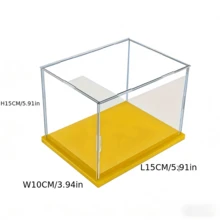 1pc Transparent Acrylic Display Case, Multiple Sizes Available, Plastic Assembly Dustproof Display Box, New Yellow Base, Suitable For Action Figures, Car Models, Building Blocks, Collectibles, Statues, Models - Yellow Base Display Box - View 27