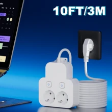 2-In-1 Multifunctional Adapter, 2 AC Power Outlets, Independent Multi-Switch 1 To 2 Power Strip, 2 Switch Controllers, Portable For Travel/Dorm/Home/Office, Black/White Wall Switch Socket - EU E Type Plug(220-240V) - View 15