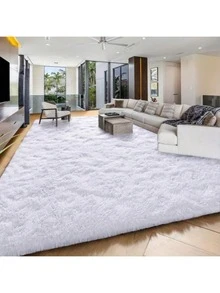 1pc Rectangular Plush Carpet, Soft And Fluffy Rug, Ins Style, Suitable For Living Room, Kitchen, Bedroom, Bathroom - White - View 2