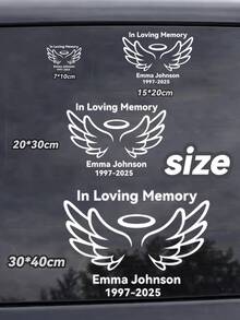Stiker Mobil Peringatan yang Dipersonalisasi - Stiker Peringatan Sayap Malaikat Kustom dengan Nama dan Tanggal | Stiker Jendela Mobil Peringatan RIP | Stiker Peringatan Tahan Air untuk Jendela Mobil, Truk, SUV | Stiker Penghormatan Peringatan Duka Cita | Stiker Mobil Peringatan Kustom dengan Halo dan Sayap Malaikat, Stiker Peringatan Luar Ruangan Tahan Lama untuk Laptop atau Dinding - MultiWarna - View 4