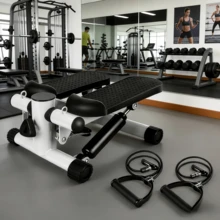 1 szt. przenośny mini stepper z taśmami oporowymi, kompaktowy schodołaz do ćwiczeń całego ciała, sprzęt fitness do domu i biura z pedałami antypoślizgowymi, urządzenie fitness o niskim wpływie na środowisko, stylowy czarno-biały design - Wielokolorowe - Zobacz 1