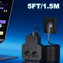 2-In-1 Multifunctional Adapter, 2 AC Power Outlets, Independent Multi-Switch 1 To 2 Power Strip, 2 Switch Controllers, Portable For Travel/Dorm/Home/Office, Black/White Wall Switch Socket - EU E Type Plug(220-240V) - View 8