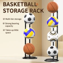 1/2/3/4/5/6 Tier Basketball, Football, Volleyball, Rugby Ball Storage Rack, Large Capacity Multi-Function Heavy Duty Metal Frame, Durable Iron Storage Rack, Multi-Layer Space Saving Easy Assembly Sturdy Structure, Outdoor Sports Equipment, Movable Basketball Net Holder, Indoor Garage Storage Rack, Perfect Gift For Basketball Fans, Suitable For Home, School, Living Room, Gym, Sports Field - Multicolor - View 8