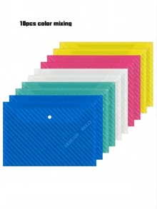 10 piezas Bolsas de documentos transparentes clásicas tamaño A4 al por mayor, carpetas de archivo estilo sobre impermeables, material de oficina y estudio, sobres de archivo minimalistas y prácticos, esenciales para compras a granel - bolsa de documentos - Ver 12