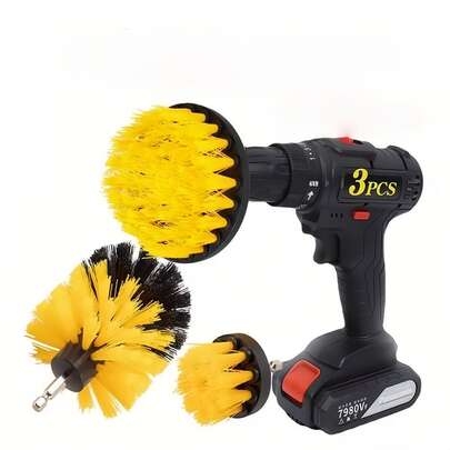 3 piezas Cabezales de cepillo de limpieza, aptos para el juego de cepillos eléctricos, cepillo de limpieza para exteriores, asistente de limpieza de baño, cepillo de limpieza de cocina, cepillo de limpieza de estufas de gas, cepillo de limpieza de grasa, cabezales de cepillo eléctrico, suministros de limpieza, herramientas de limpieza