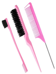 3pcs/Set Styling Comb Kit: Pointed Tail Comb, Multi-Function Comb, Eyebrow Brush, Hair Styling Comb, Tail Comb, Hair Styling Tools, Suitable For Salon And Home Use, Hairstylist Supplies, Anti-Static Detangling Brush, Salon Hair Brush, Rat Tail Comb, Wide Tooth Comb - Multicolor - View 8