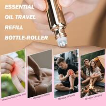 1 pieza Botella de bola de rodillo de perfume recargable de acero inoxidable de doble uso, con diseño a prueba de fugas, botella portátil de 10ml - Adecuado para perfume, colonia, aceites esenciales - Material de vidrio duradero, compacto y ligero para viajes, atomizador elegante, atomizador de viaje - Negro - Ver 1