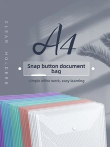 10 piezas Bolsas de documentos transparentes clásicas tamaño A4 al por mayor, carpetas de archivo estilo sobre impermeables, material de oficina y estudio, sobres de archivo minimalistas y prácticos, esenciales para compras a granel - bolsa de documentos - Ver 6