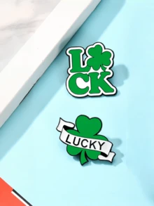 1/2PCS Classic Shamrock Design With White Ribbon Alloy Brooch, Delicate And Eye-Catching. Ideal For St. Patrick's Day Themed Looks, Also Works As A Daily Lucky Accessory For Casual Wear. A Sweet And Meaningful Gift Choice For Graduations, Birthdays, Holidays And Small Gifting Occasions. - Multicolor - View 7