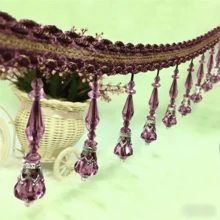 Hiasan Tirai Rumbai Renda Tenun Liontin Manik Kristal 100cm, Dekorasi Rumbai untuk Taplak Meja, Aksesori Tepi - A - View 12