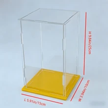 1pc Transparent Acrylic Display Case, Multiple Sizes Available, Plastic Assembly Dustproof Display Box, New Yellow Base, Suitable For Action Figures, Car Models, Building Blocks, Collectibles, Statues, Models - Yellow Base Display Box - View 24