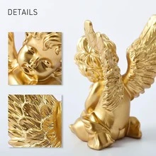 Escultura decorativa de ángel bebé durmiente de Artgenius de 4 pulgadas, adecuada para el hogar, la oficina y regalos (dorado) - Múltiples estilos - Ver 10
