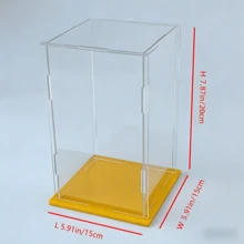 1pc Transparent Acrylic Display Case, Multiple Sizes Available, Plastic Assembly Dustproof Display Box, New Yellow Base, Suitable For Action Figures, Car Models, Building Blocks, Collectibles, Statues, Models - Yellow Base Display Box - View 21