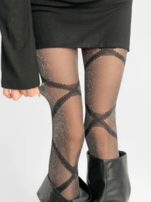 1 đôi tất lụa nữ cho mùa xuân và mùa hè, quần tất mỏng mùa hè, tất lụa ngọc trai, quần legging ren gợi cảm, quần legging phong cách hộp đêm, tất lụa thời trang đường phố, tất lụa khiêu gợi dùng làm tất lót. - màu đen - Xem 2