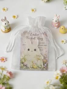 2D Flat Easter Pocket Hugger Cute Mini Acrylic Rabbit With Inspiring Message, Ideal As Easter Gift For Anyone - Rabbit Figurine - View 3