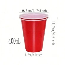 Faburo 成人啤酒乒乓球游戏套装（10/20/30/40/50 件装），16 盎司蓝红塑料啤酒乒乓球杯，适合美式派对游戏、生日派对和办公室聚会（注意：不含游戏球，仅含杯子） - 彩色 - 查看 10