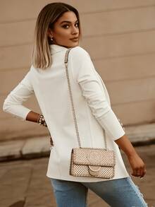 Women's Long-Sleeve Blazer, Suitable For Spring And Fall, Features A Tailored Fit With Decorative Buttons And A Relaxed Silhouette, Pairs Easily With Tops Or Jeans, Fits Office Days Or Casual Meetups, Keeps You Comfortable And Polished Throughout The Day - 乳白色 - 查看 5