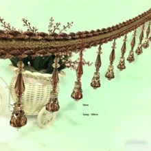 Hiasan Tirai Rumbai Renda Tenun Liontin Manik Kristal 100cm, Dekorasi Rumbai untuk Taplak Meja, Aksesori Tepi - A - View 3