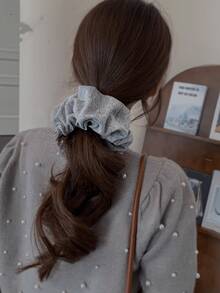 1pc Gray Knitted Floral Headband, Decorated With Faux Pearl Ruffles On The Edge, Soft & Comfortable Material, Suitable For Ponytail And Other Hairstyles, High-End Hair Accessory For Daily Or Special Occasions. The Product Includes Headband, Hair Decor And Elastic Band For Creating Perfect Styling. - Multicolor - View 8