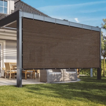 1件装防紫外线咖啡棕色高密度聚乙烯遮阳帆，护栏安全围栏，花园围栏，凉亭遮阳布，隐私屏风，户外遮阳网，防风，防鸟，防虫，防雪防尘，适用于夏季露营、户外游泳池和简易车库。