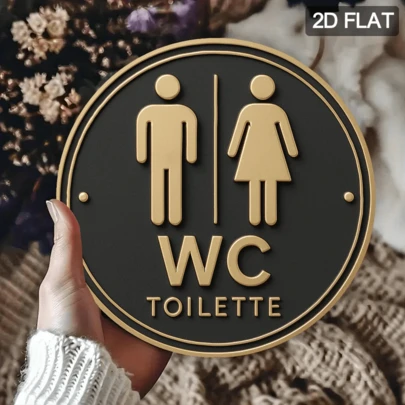 1 biển báo nhà vệ sinh kiểu Đức hiện đại in 2D, tranh treo tường bằng sắt hình tròn, trang trí cửa trước đa năng, không cần nguồn điện, biển báo cửa phòng tắm | Biển báo nhà vệ sinh hiện đại, in phẳng 2D, có lỗ khoan sẵn, kiểu dáng như hình minh họa.