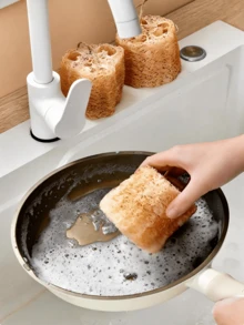 Hot Natural Loofah Dish Brush, Kitchen Cleaning Scrubber, Non-Scratch Loofah Sponge For Pot & Pan Washing, Durable & Easy Decontamination - A - View 8