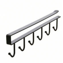 1件装/白色/黑色 6钩免钻孔多功能挂杆，衣柜挂钩，免钻孔厨房挂钩，粘钩架，轨道式厨房用具架，锅具挂架 - 彩色 - 查看 16