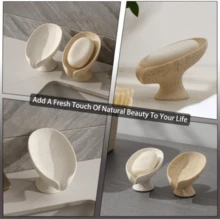 3D Printed Leaf-Shaped Self-Draining Soap Dish, Suitable For Keeping Soap Dry In Shower, Bathroom Sink, Kitchen Counter Or Bathtub, Appearance Similar To Gypsum Stone - Plaster Soap Box - View 8