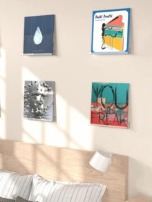 8pcs Transparent Acrylic Vinyl Record Shelf, Room Wall Bookshelf, Floating Bookshelf For, Display Rack, Magazine Rack, Wall Mount Shelf - Transparent - View 7