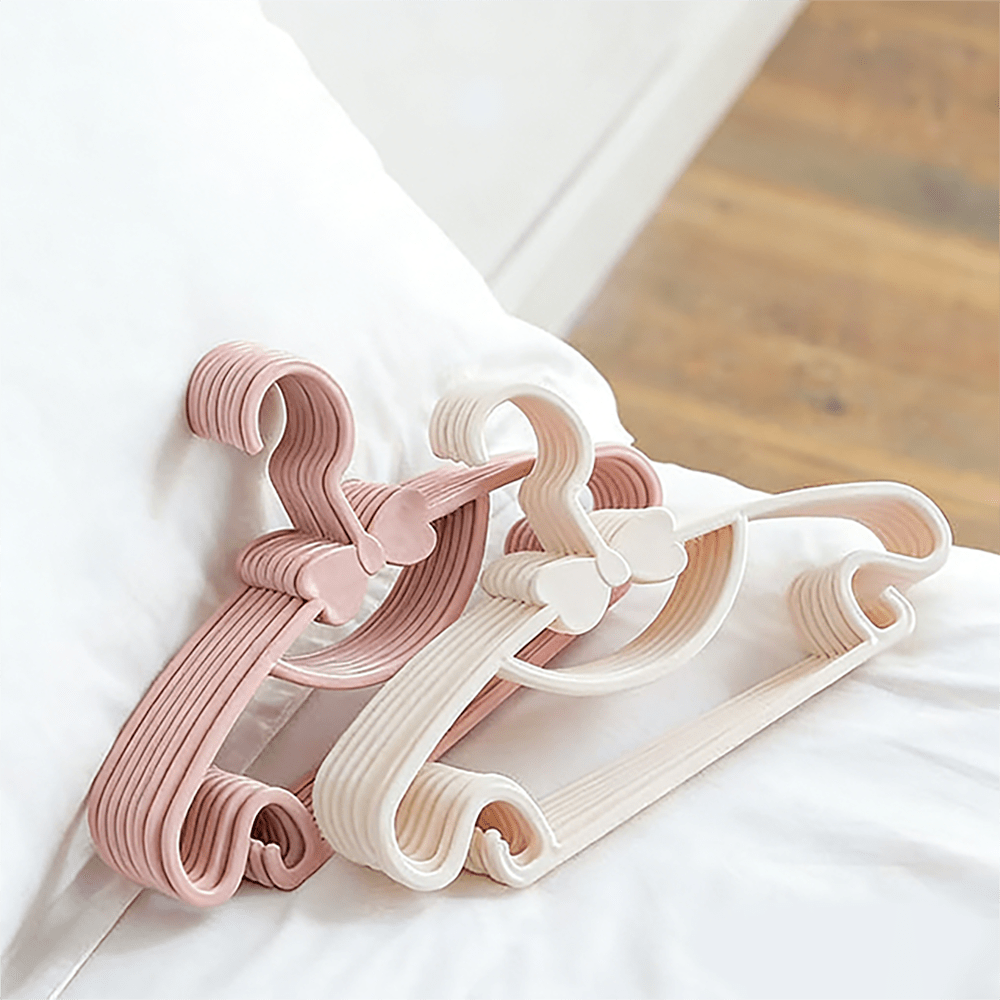 10pcs Pink Children's Clothing Hanger - Portable Display Hanger - Transparent Plastic Children's Coat Hanger - Closet Baby Clothing Storage Box
