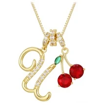1 chiếc mặt dây chuyền chữ cái và quả anh đào, kiểu dáng sang trọng, dành cho nữ. - Nhiều màu - Xem 9